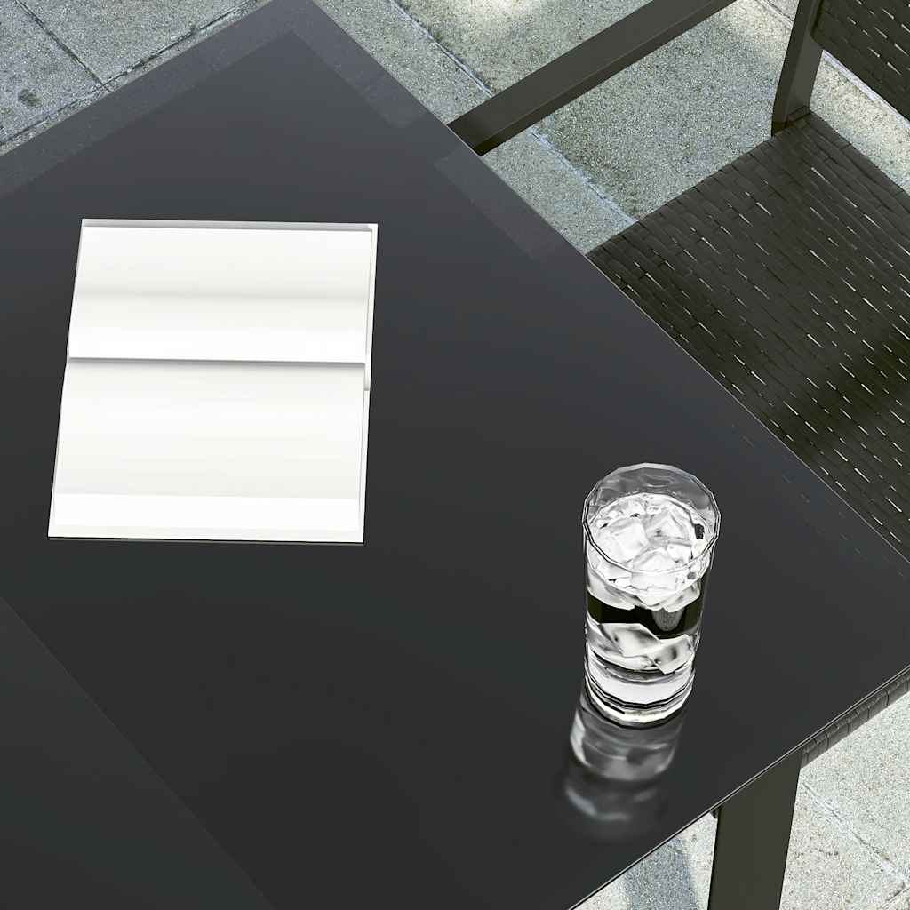 havebord 140x70x74 cm stål og glas sort
