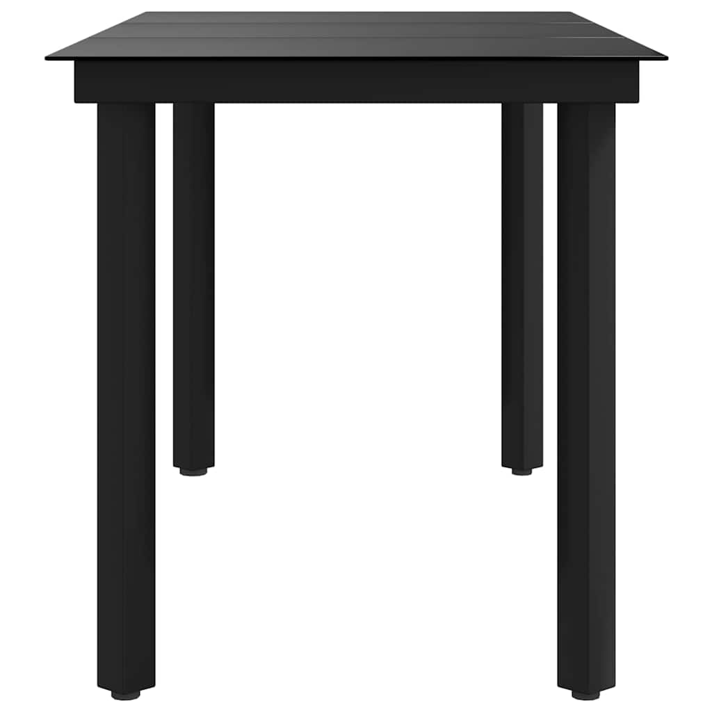 havebord 140x70x74 cm stål og glas sort