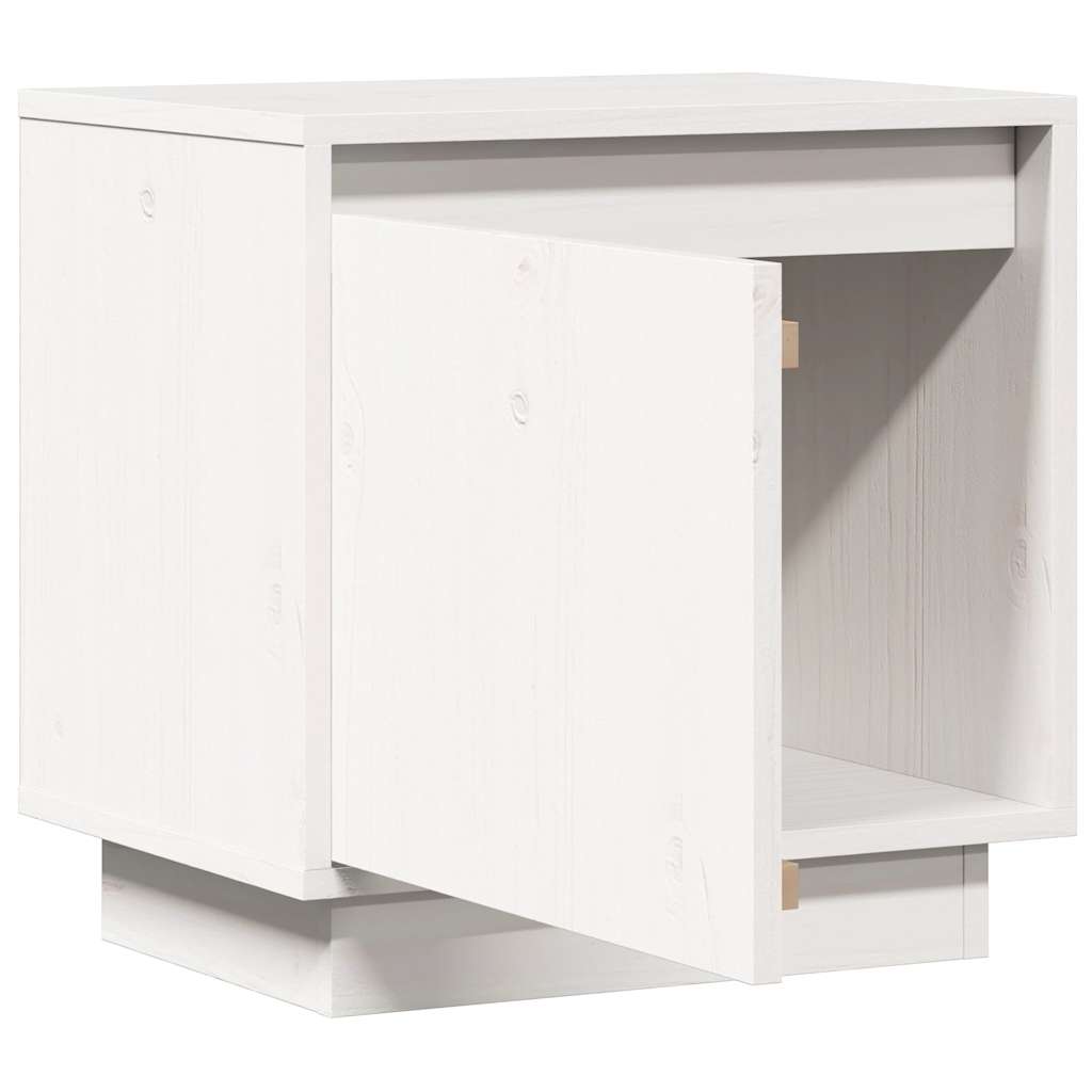 sengebord 40x30x40 cm massivt fyrretræ hvid