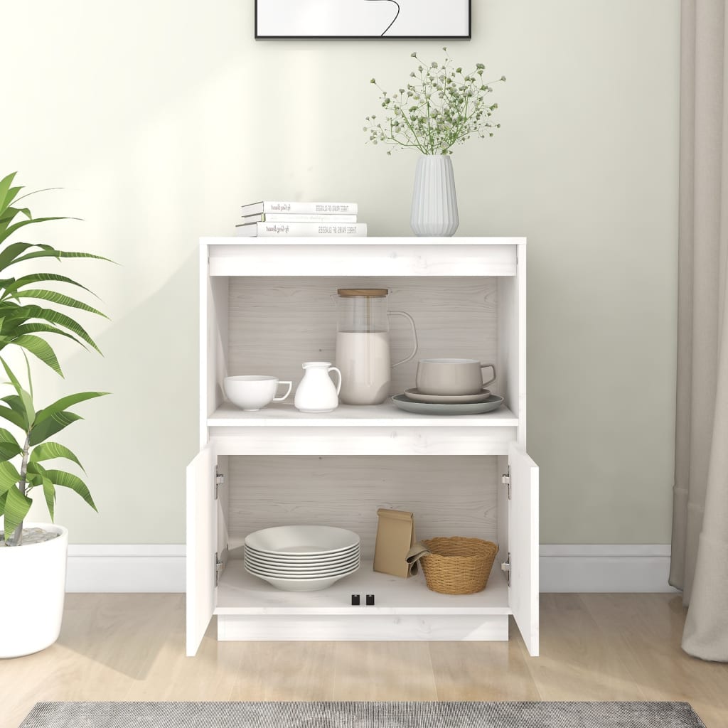 skænk 60x34x75 cm massivt fyrretræ hvid