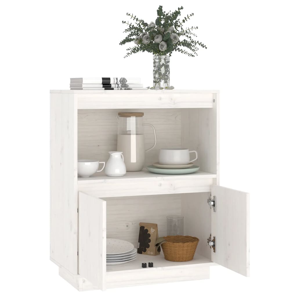 skænk 60x34x75 cm massivt fyrretræ hvid