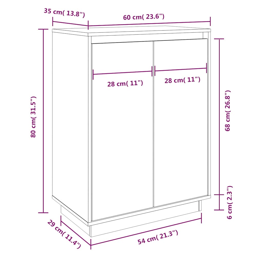 skoreol 60x35x80 cm massivt fyrretræ