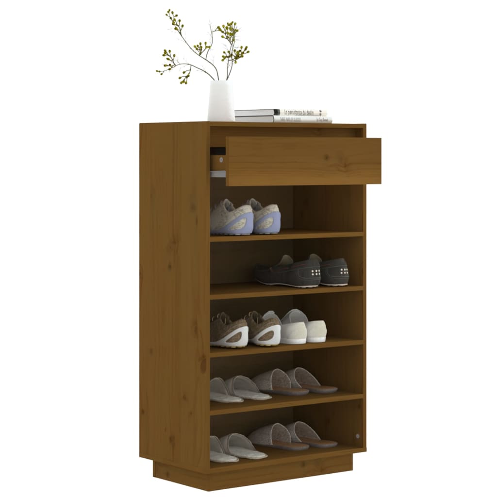 skoreol 60x34x105 cm massivt fyrretræ gyldenbrun