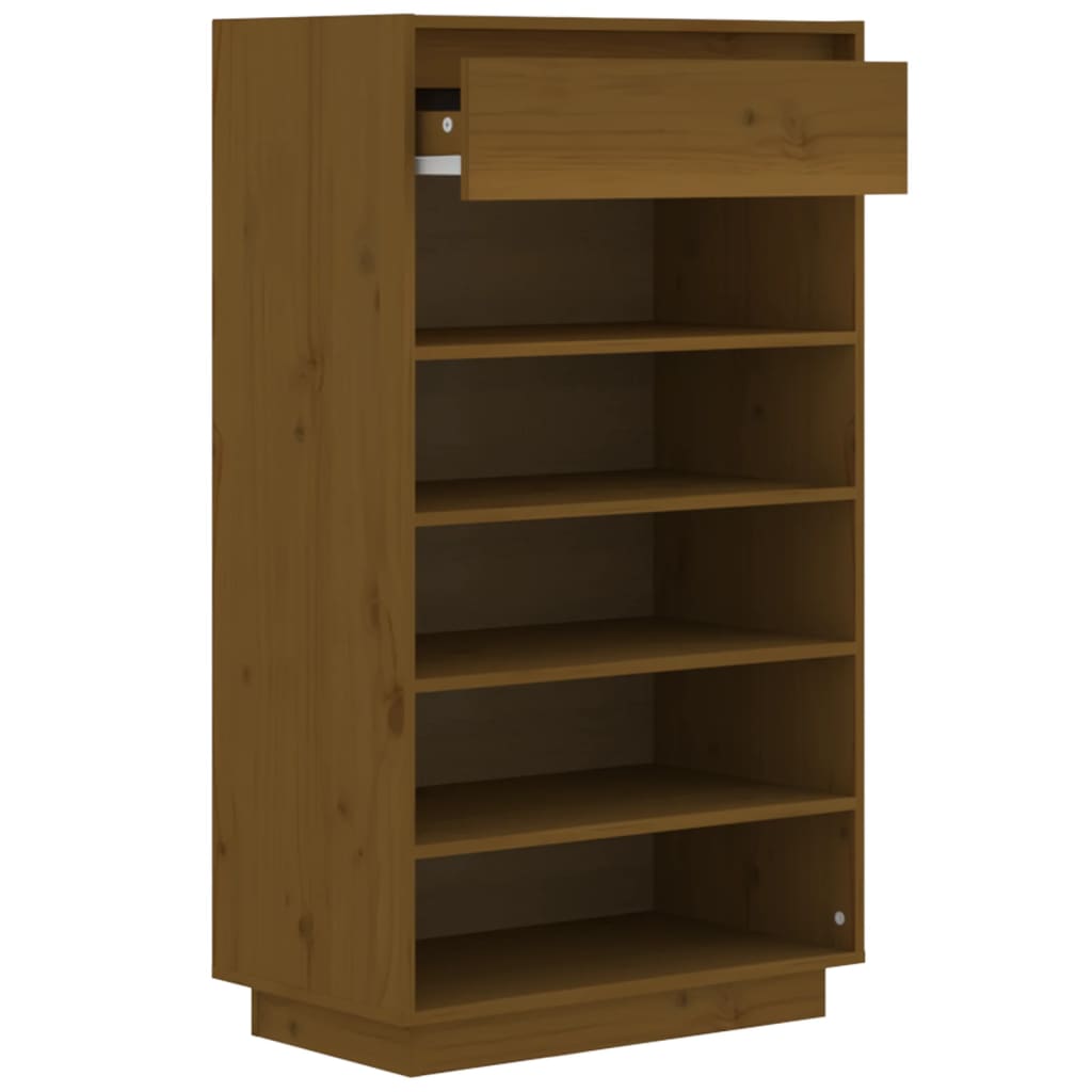 skoreol 60x34x105 cm massivt fyrretræ gyldenbrun