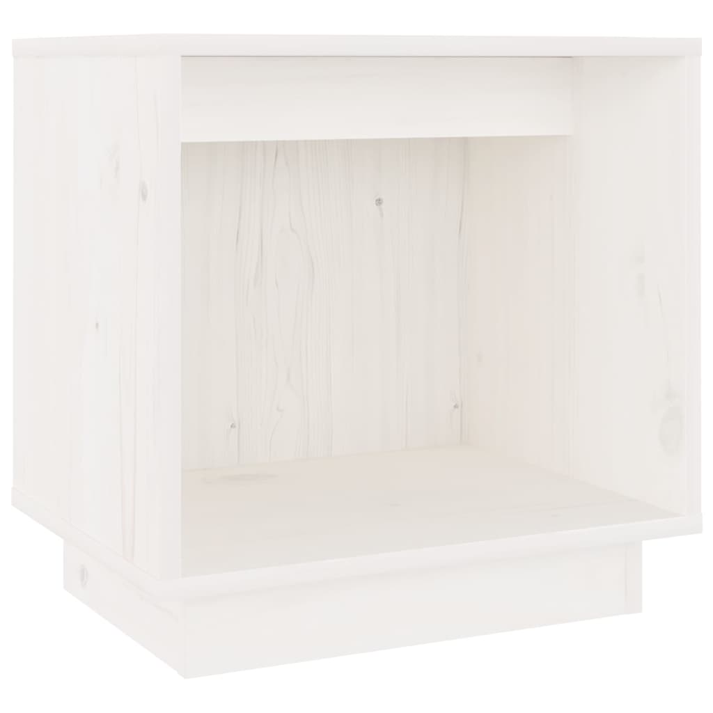 sengebord 40x30x40 cm massivt fyrretræ hvid