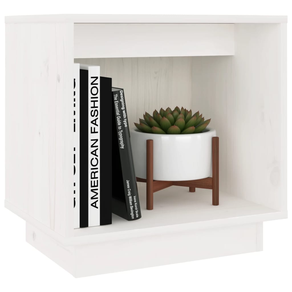 sengebord 40x30x40 cm massivt fyrretræ hvid