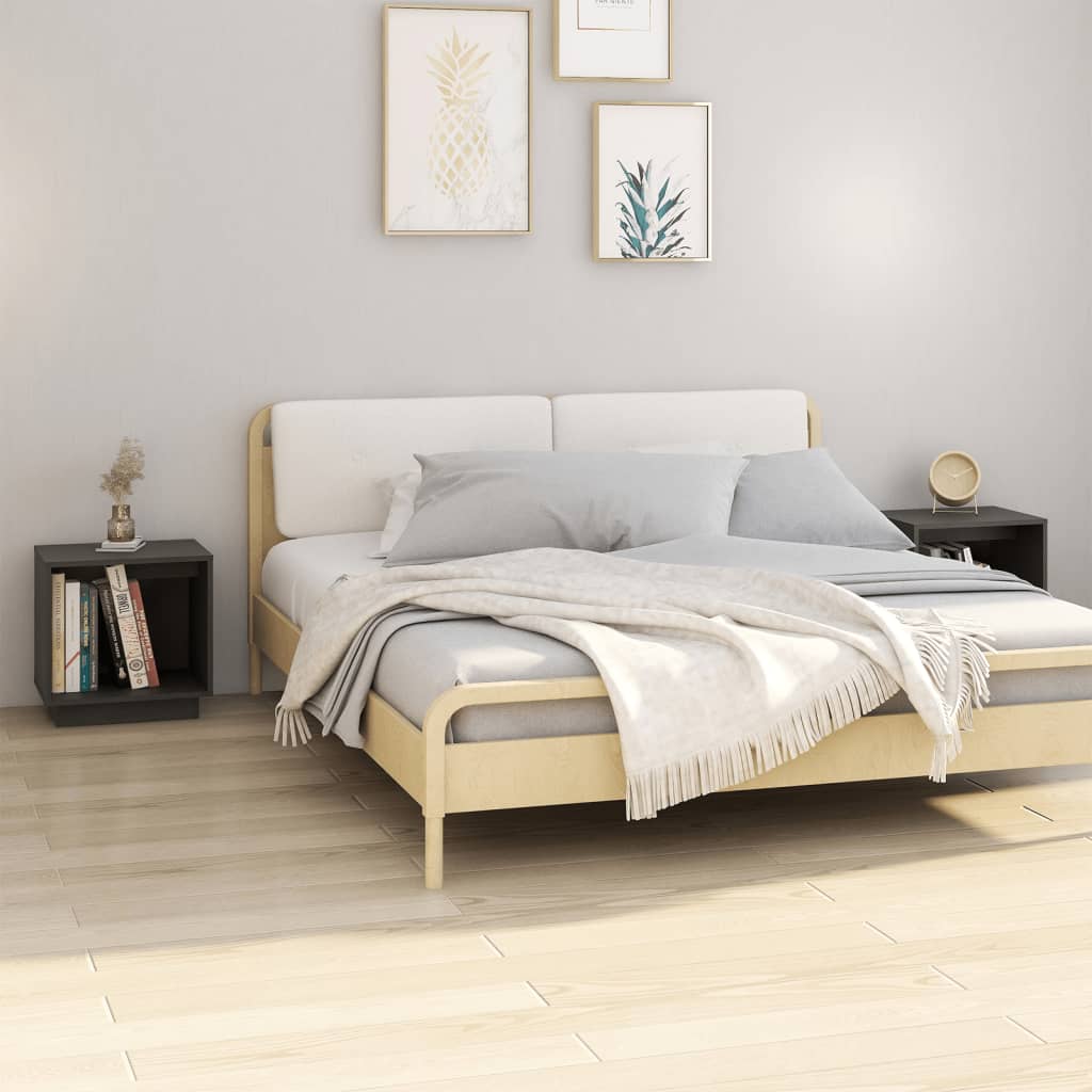 sengeborde 2 stk. 40x30x40 cm massivt fyrretræ sort