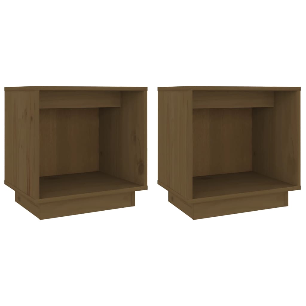 sengeborde 2 stk. 40x30x40 cm massivt fyrretræ gyldenbrun