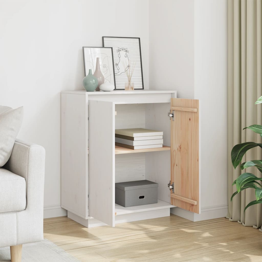 skænk 60x34x75 cm massivt fyrretræ hvid
