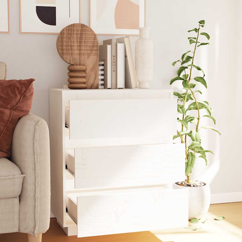 skænk 60x34x75 cm massivt fyrretræ hvid