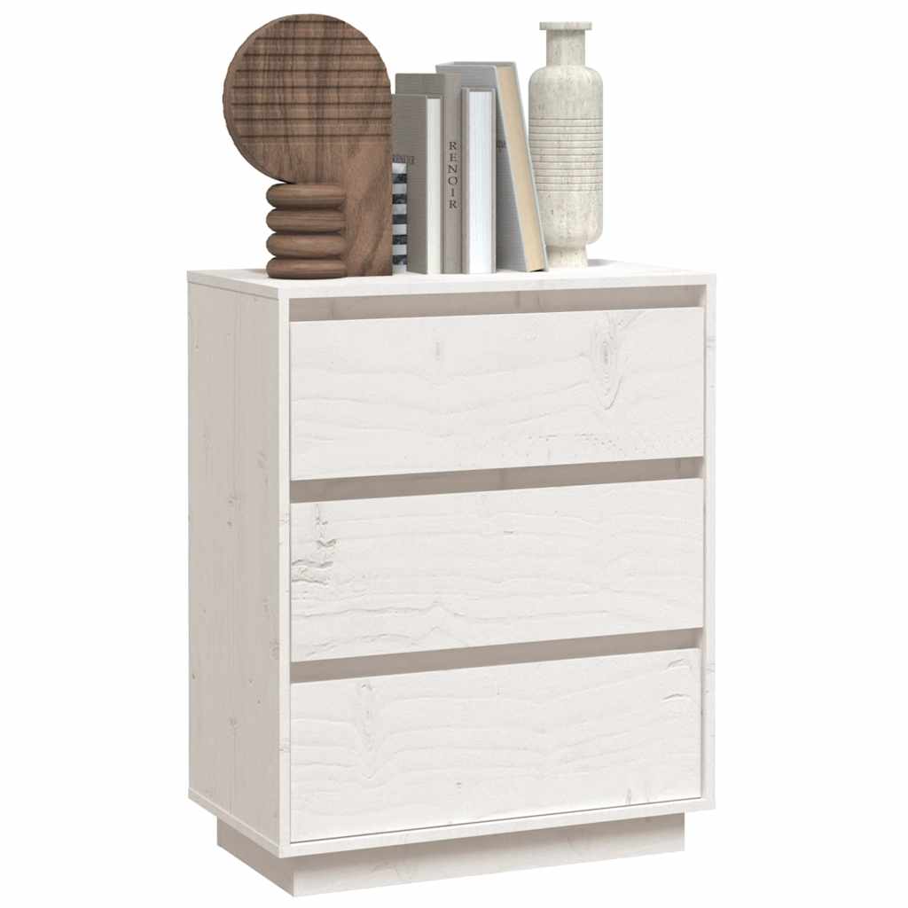 skænk 60x34x75 cm massivt fyrretræ hvid