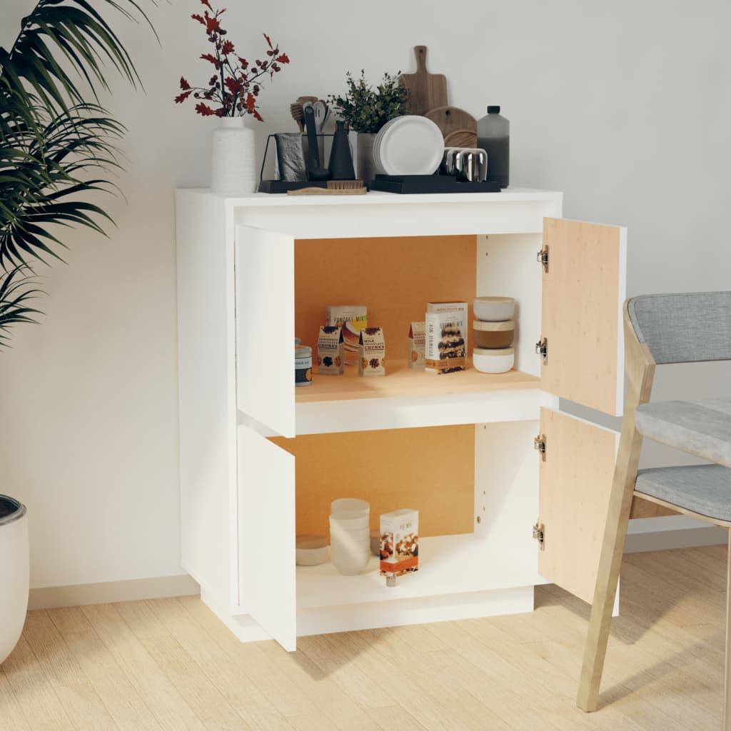 skænk 60x34x75 cm massivt fyrretræ hvid