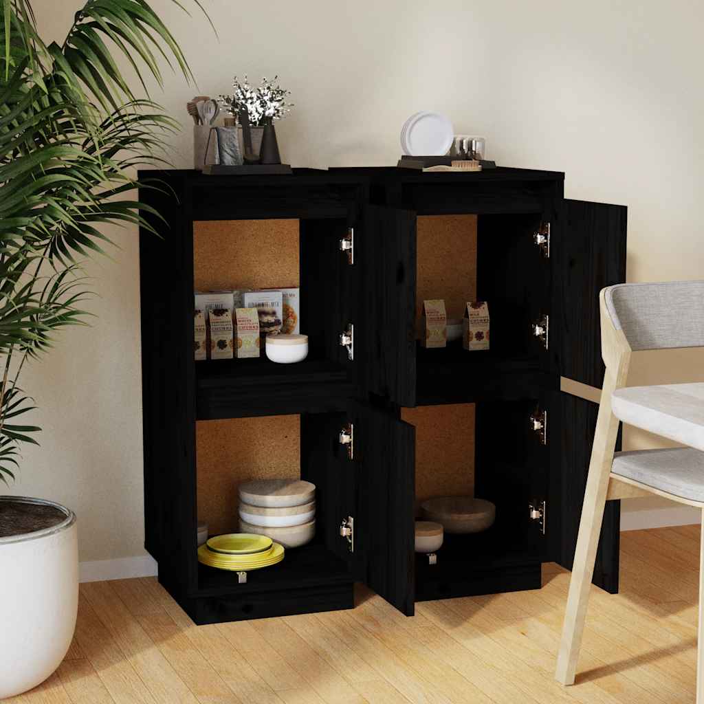 skænke 2 stk. 31,5x34x75 cm massivt fyrretræ sort