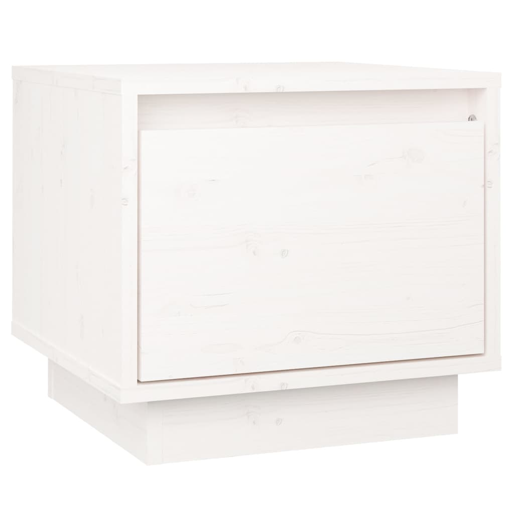 sengebord 35x34x32 cm massivt fyrretræ hvid