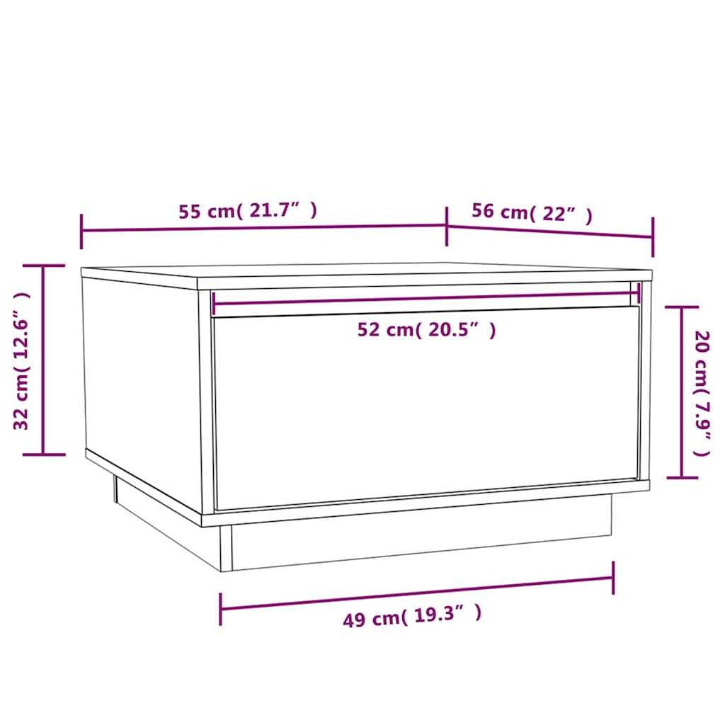 sofabord 55x56x32 cm massivt fyrretræ gyldenbrun