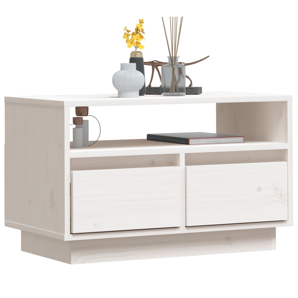 tv-bord 60x35x37 cm massivt fyrretræ hvid