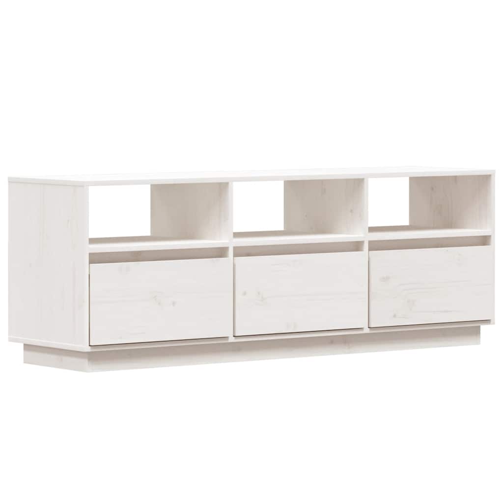 tv-bord 140x37x50 cm massivt fyrretræ hvid