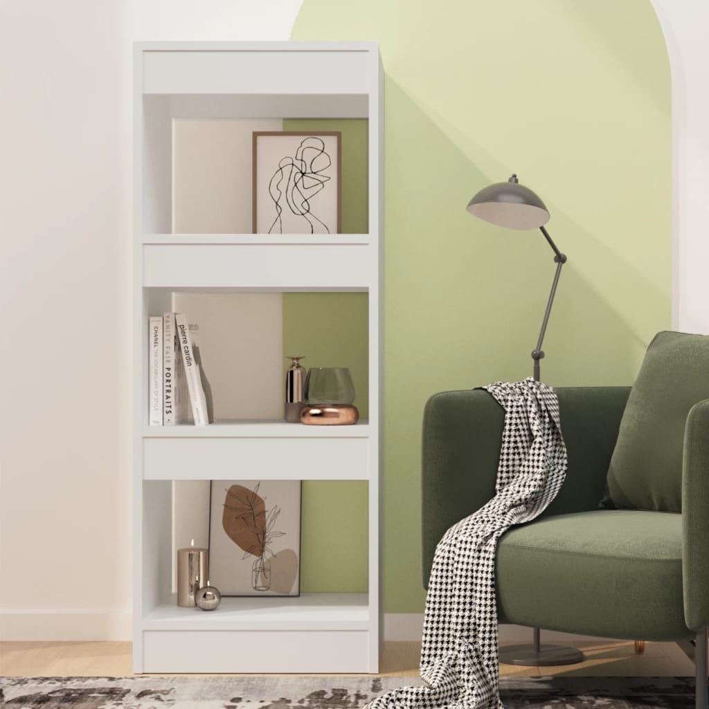 bogreol/rumdeler 40x30x103 cm konstrueret træ hvid