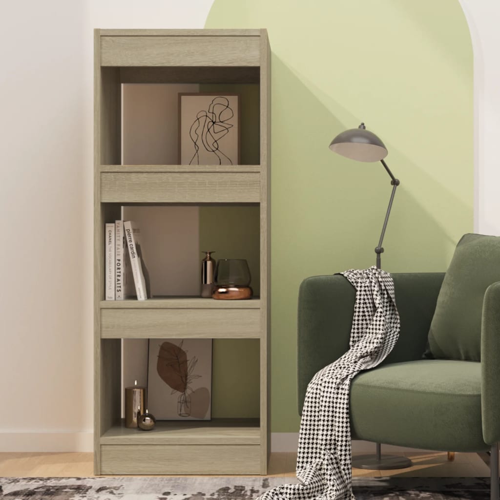 bogreol/rumdeler 40x30x103 cm konstrueret træ sonoma-eg