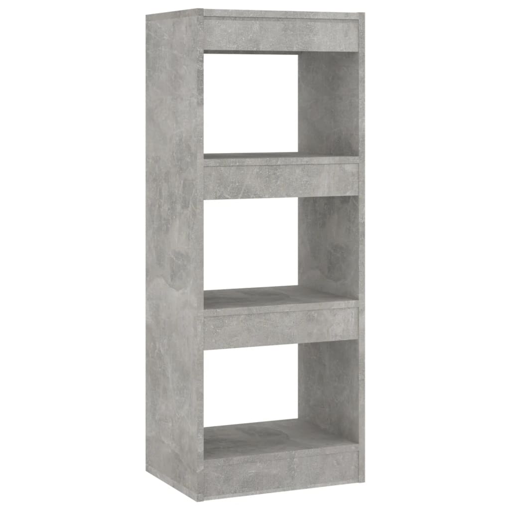 bogreol/rumdeler 40x30x103 cm konstrueret træ betongrå