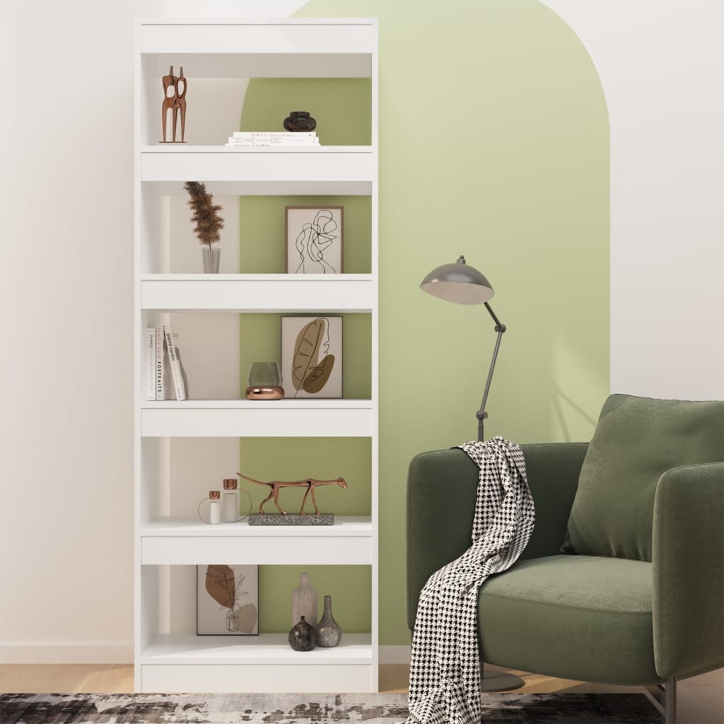 bogreol/rumdeler 60x30x166 cm konstrueret træ hvid