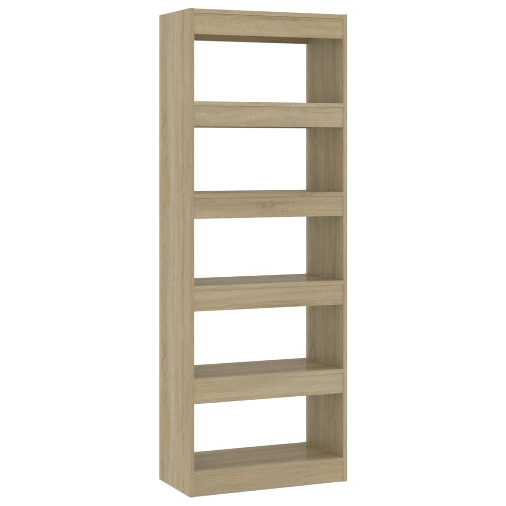 bogreol/rumdeler 60x30x166 cm konstrueret træ sonoma-eg