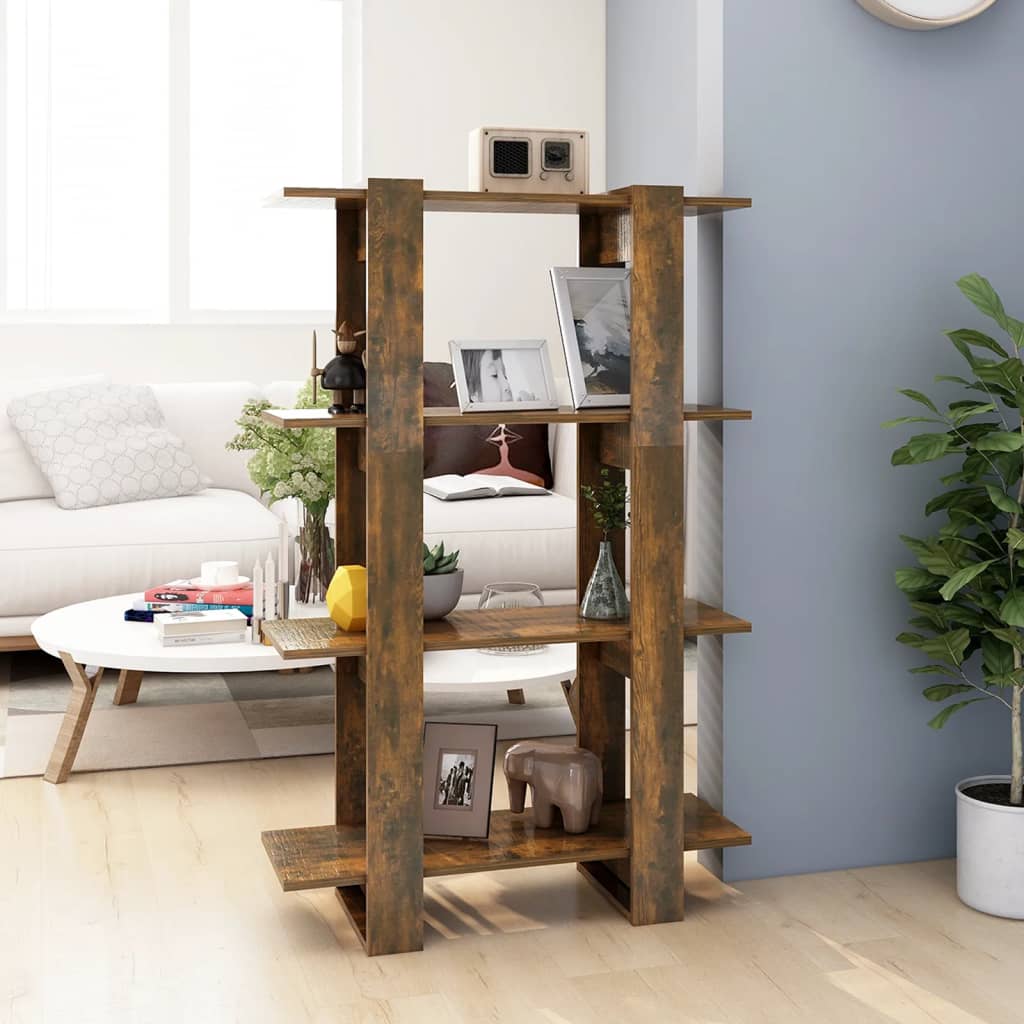 bogreol/rumdeler 80x30x123,5 cm røget egetræ