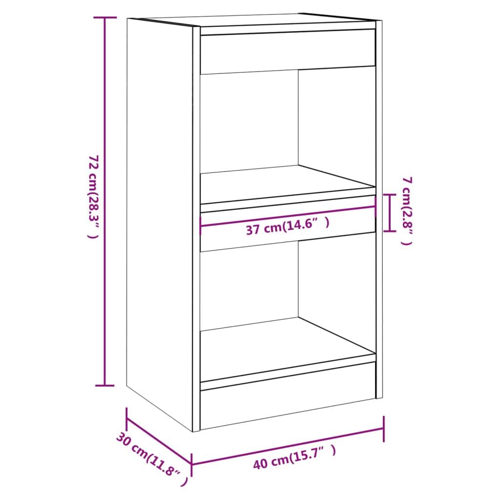 bogreol/rumdeler 40x30x72 cm sonoma-eg