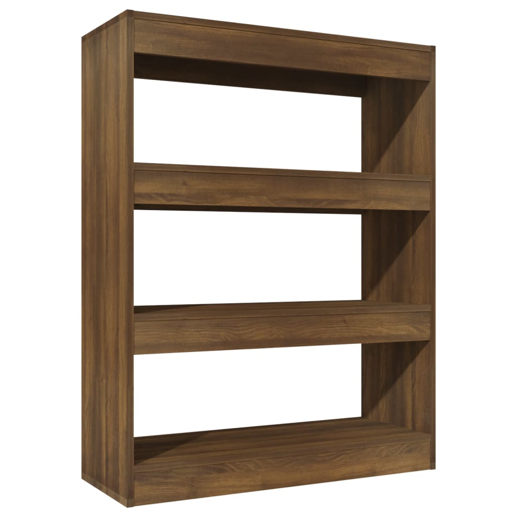 bogreol/rumdeler 80x30x103 cm konstrueret træ brun eg
