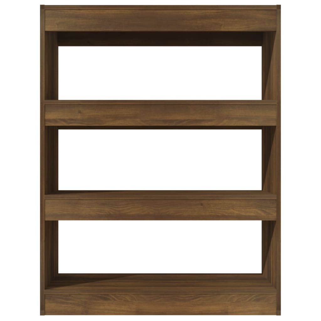 bogreol/rumdeler 80x30x103 cm konstrueret træ brun eg