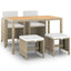 spisebordssæt til haven 5 dele med hynder polyrattan beige