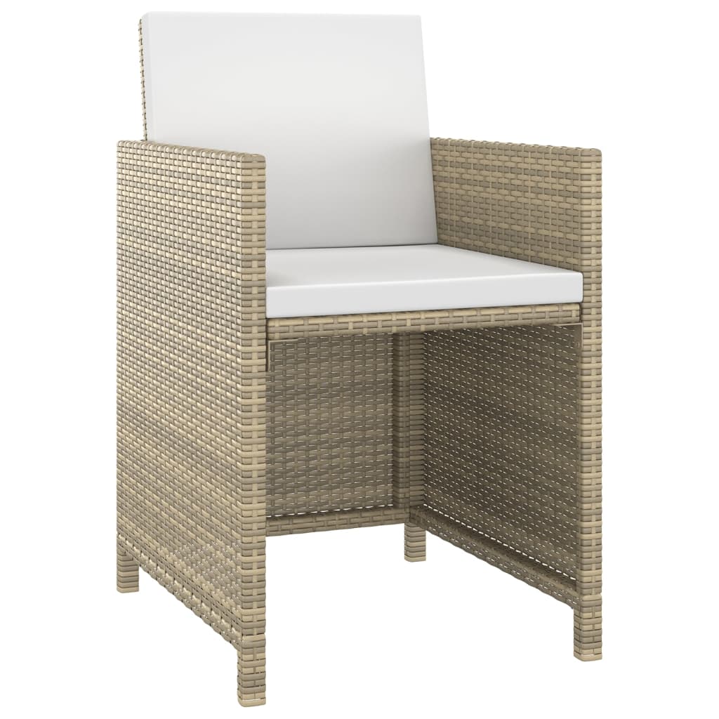 spisebordssæt til haven 5 dele med hynder polyrattan beige