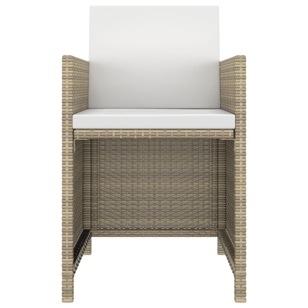spisebordssæt til haven 5 dele med hynder polyrattan beige