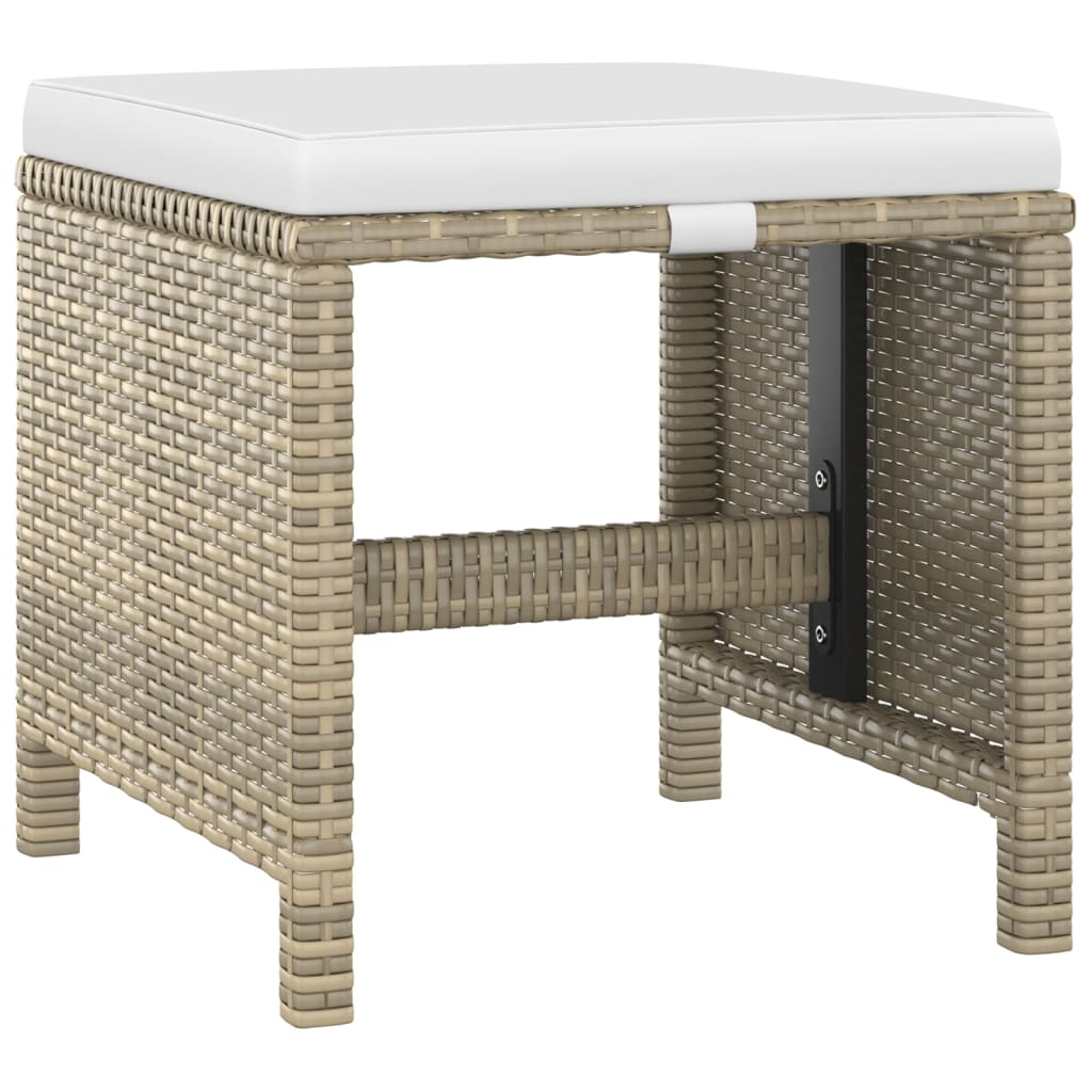 spisebordssæt til haven 5 dele med hynder polyrattan beige
