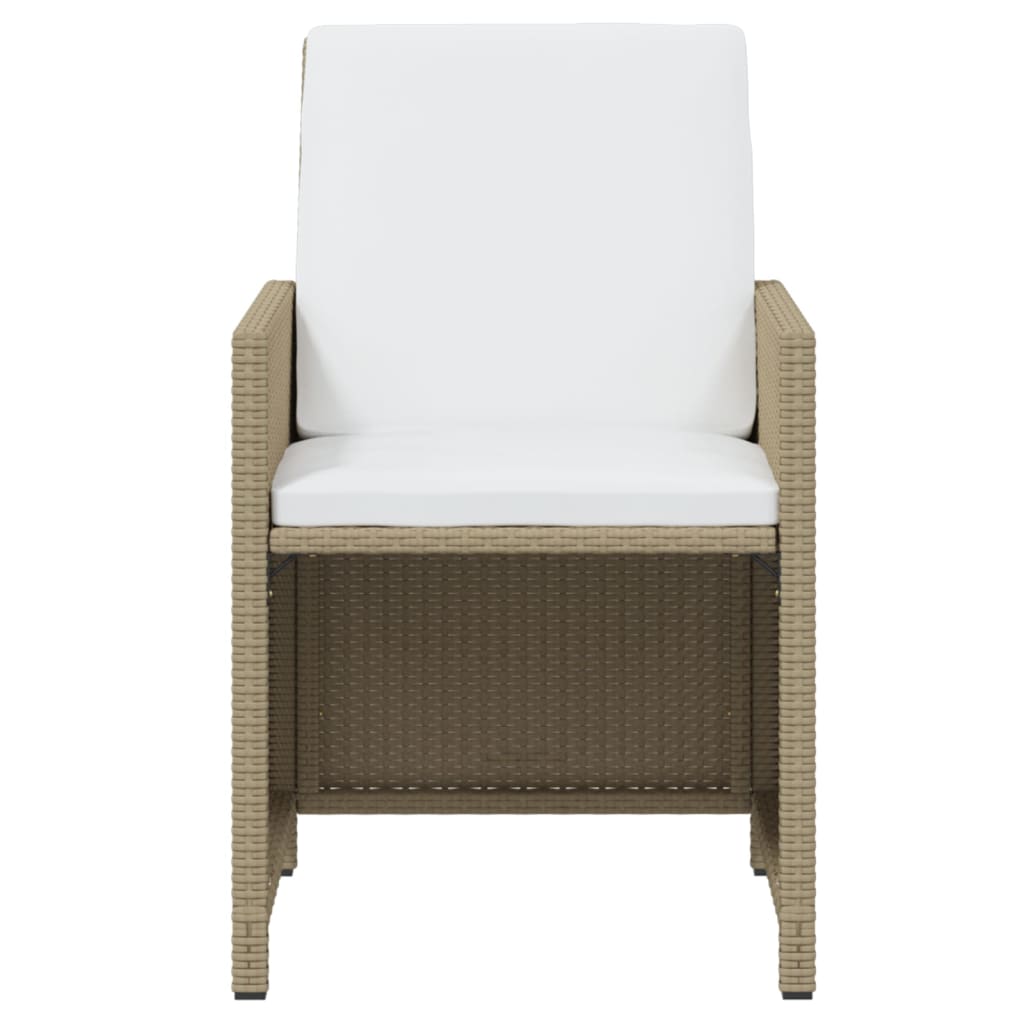 spisebordssæt til haven 15 dele med hynder polyrattan beige