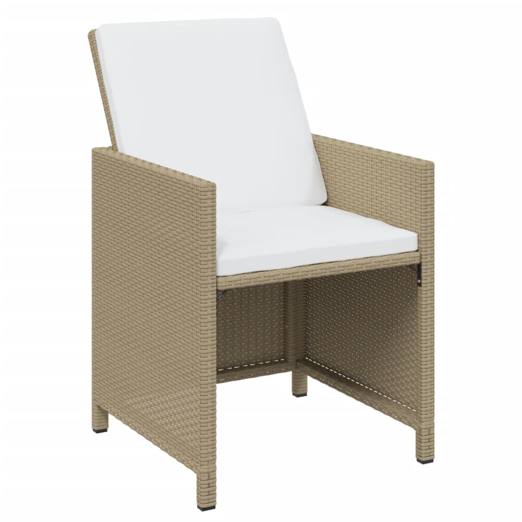 spisebordssæt til haven 17 dele med hynder polyrattan beige