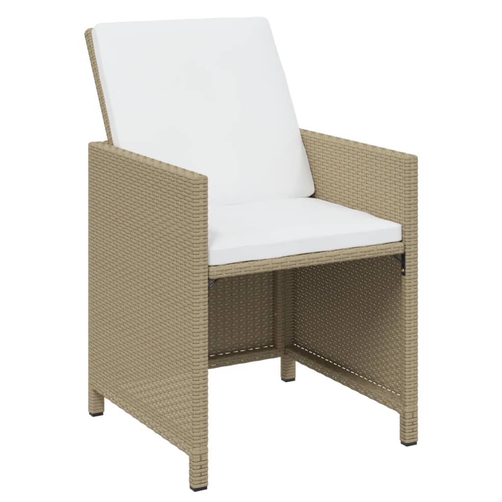 spisebordssæt til haven 17 dele med hynder polyrattan beige