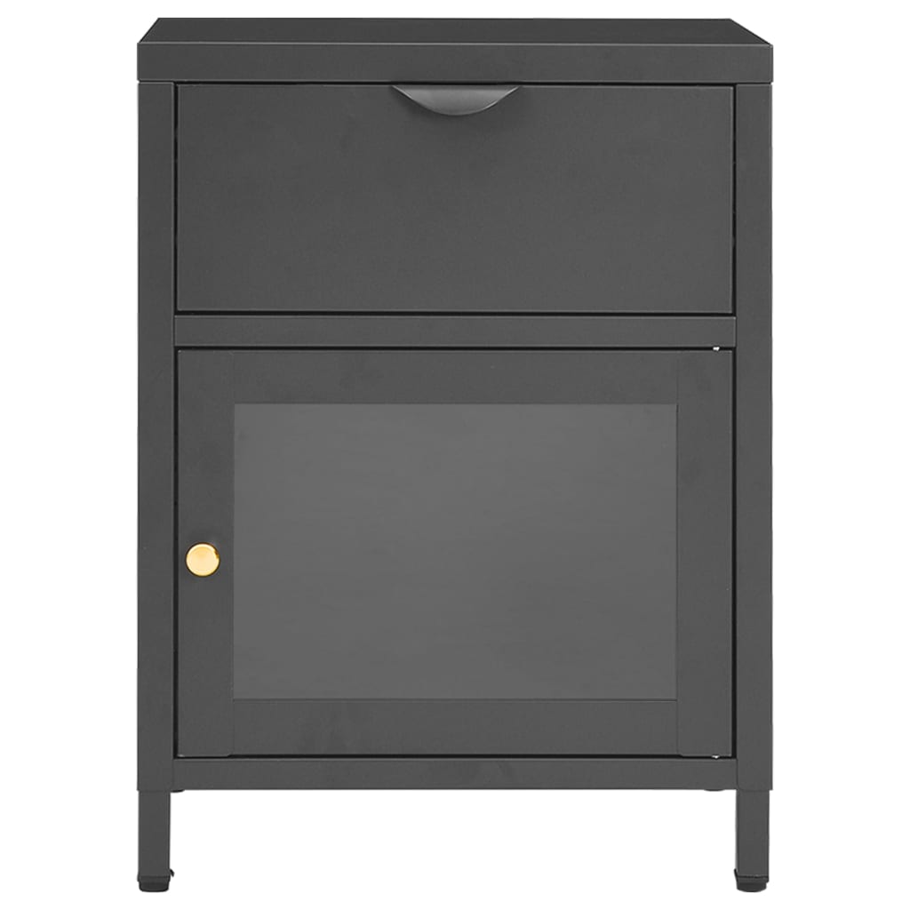 natborde 2 stk. 40x30x54,5 cm stål og glas antracitgrå