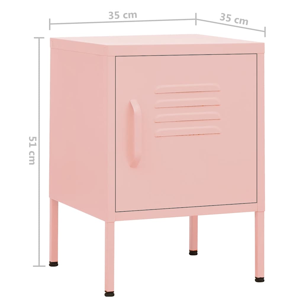 natborde 2 stk. 35x35x51 cm stål lyserød