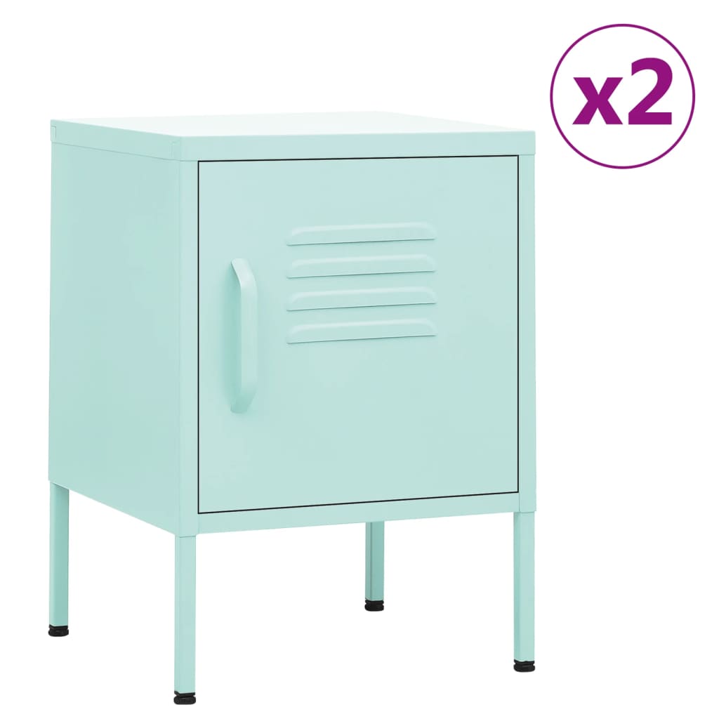 natborde 2 stk. 35x35x51 cm stål mintgrøn