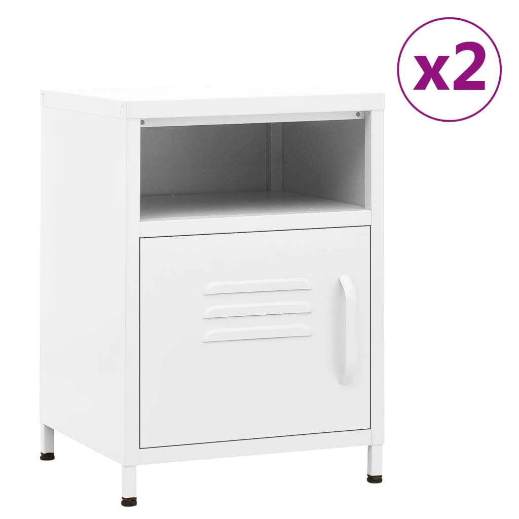 natborde 2 stk. 35x35x51 cm stål hvid