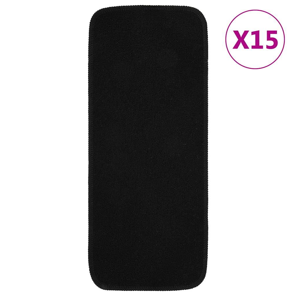 skridsikre trappemåtter 15 stk. 60x25 cm rektangulær sort