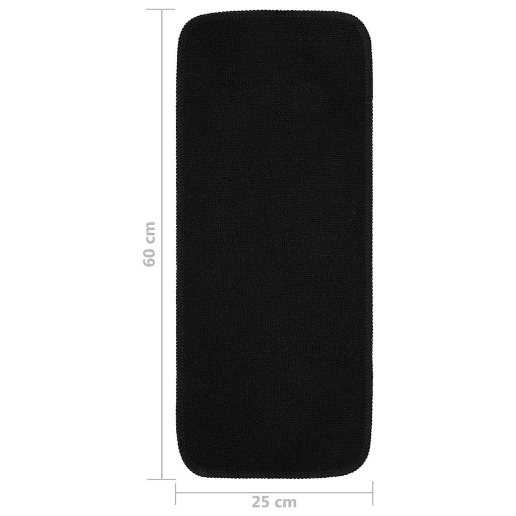 skridsikre trappemåtter 15 stk. 60x25 cm rektangulær sort