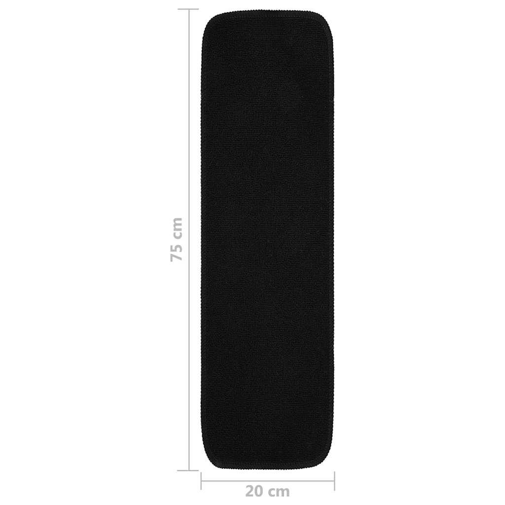 skridsikre trappemåtter 15 stk. 75x20 cm rektangulær sort