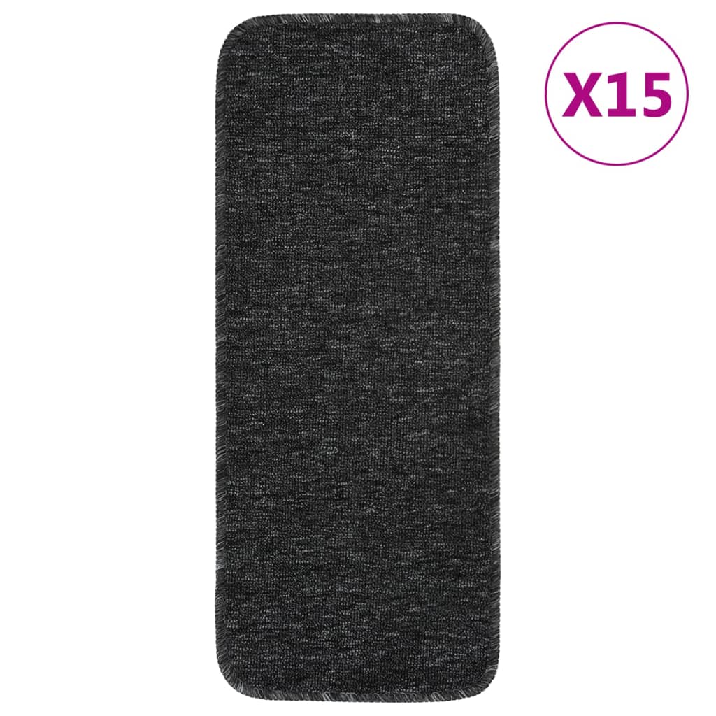 skridsikre trappemåtter 15 stk. 60x25 cm rektangulær antracit