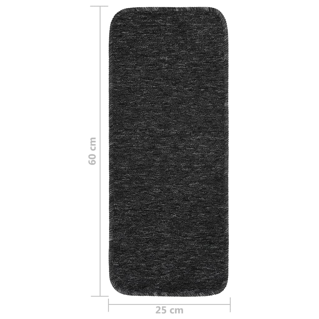 skridsikre trappemåtter 15 stk. 60x25 cm rektangulær antracit