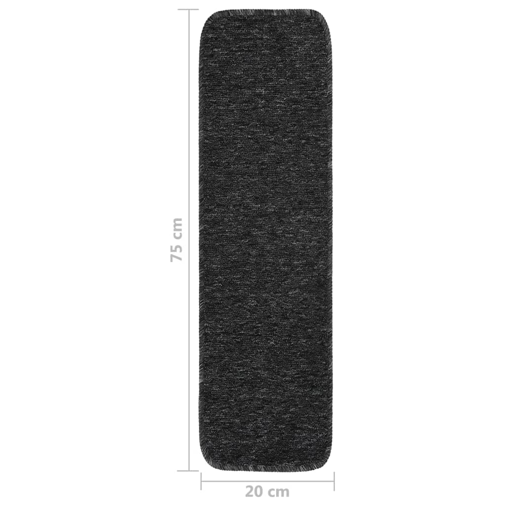 skridsikre trappemåtter 15 stk. 75x20 cm rektangulær antracit