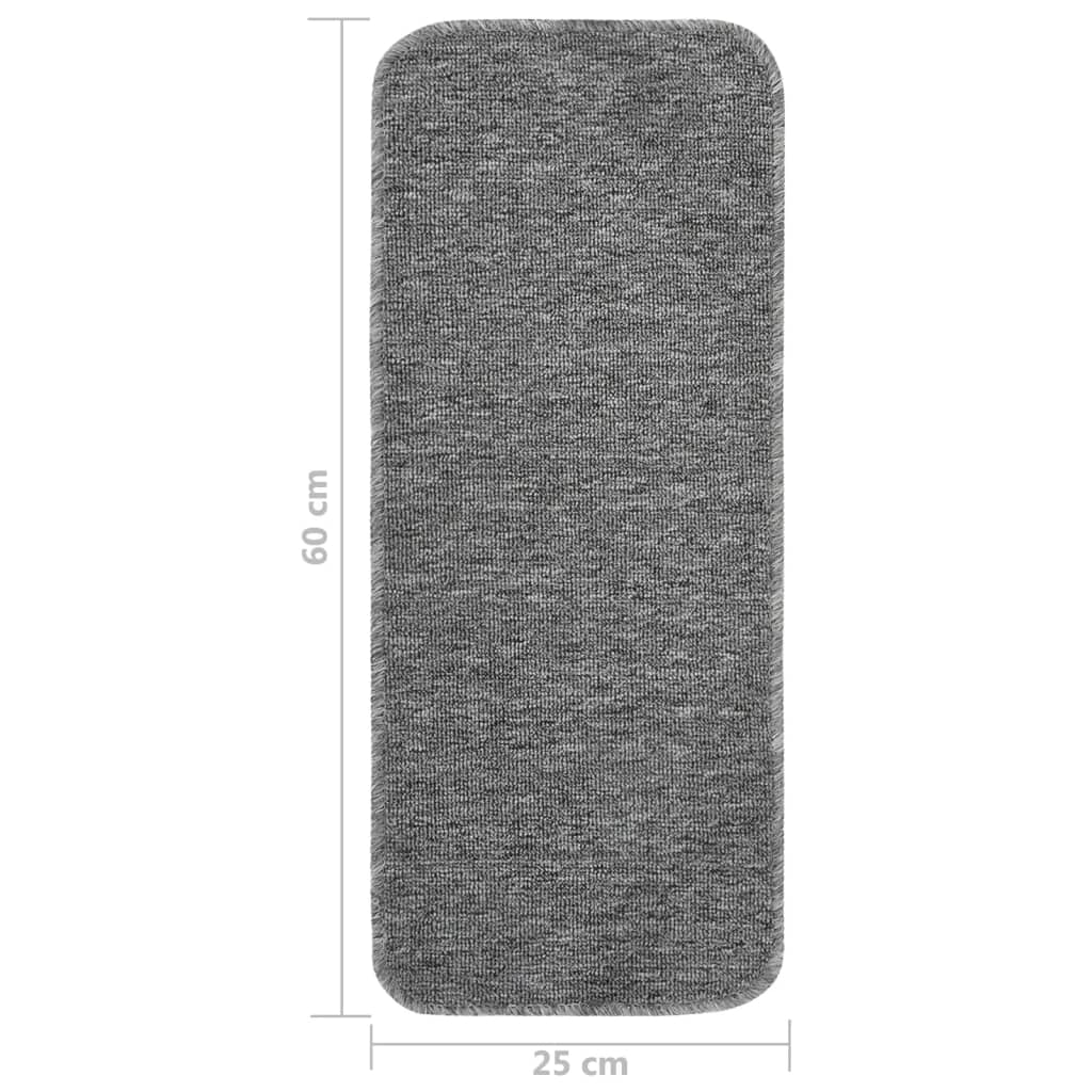 skridsikre trappemåtter 15 stk. 60x25 cm rektangulær grå