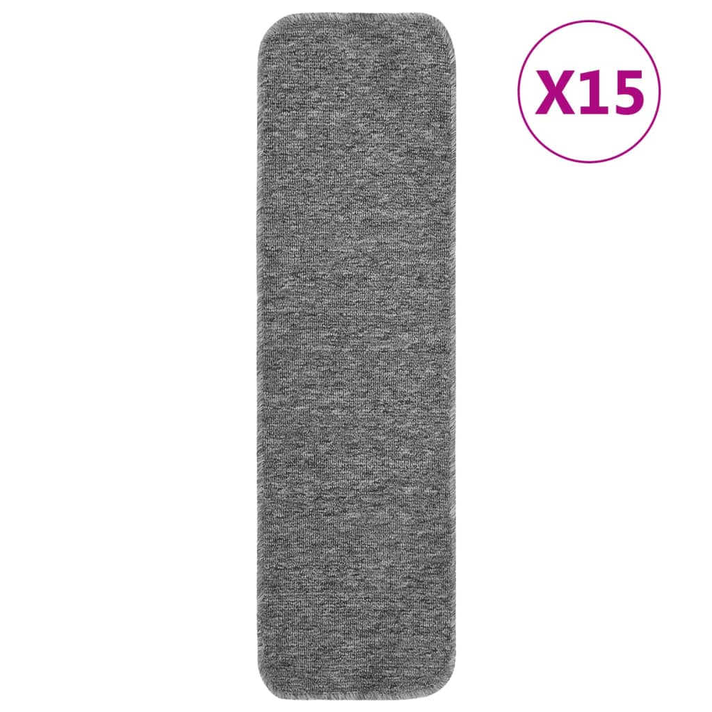 skridsikre trappemåtter 15 stk. 75x20 cm rektangulær grå