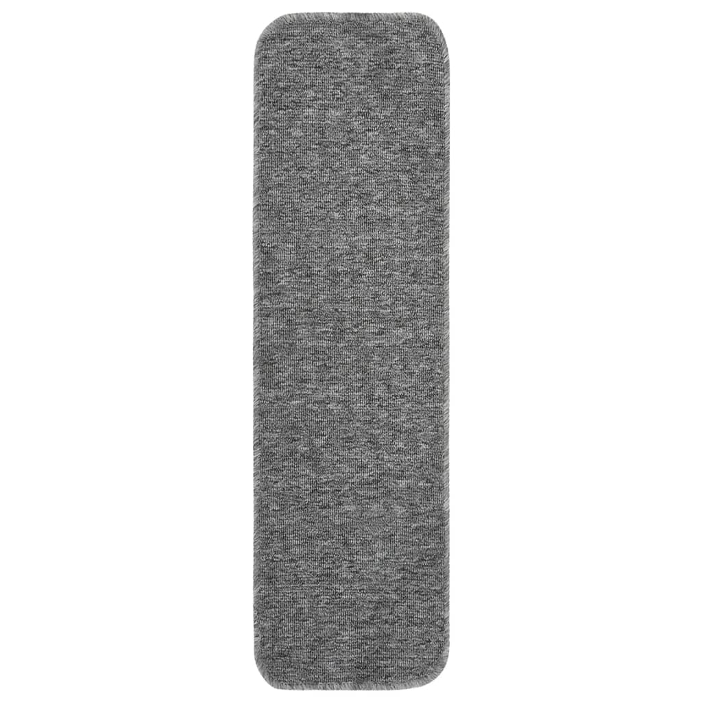 skridsikre trappemåtter 15 stk. 75x20 cm rektangulær grå